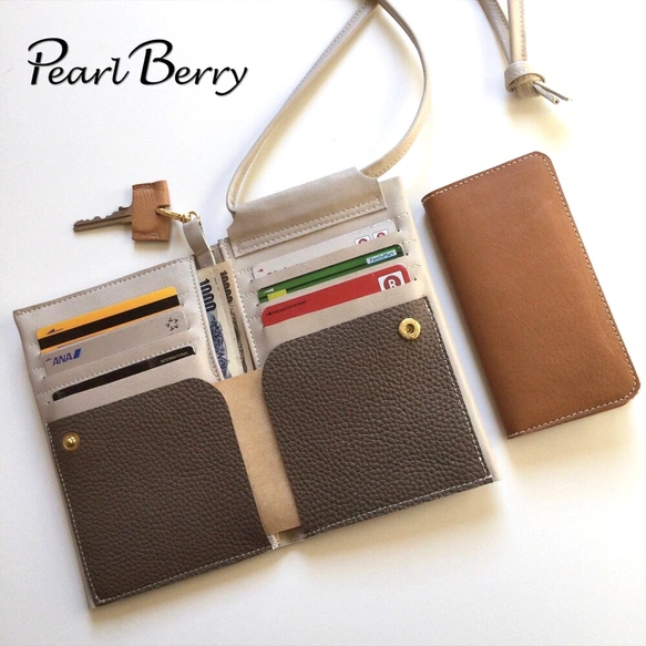 姫路レザーのスマホショルダーウォレット（受注生産） | Pearl